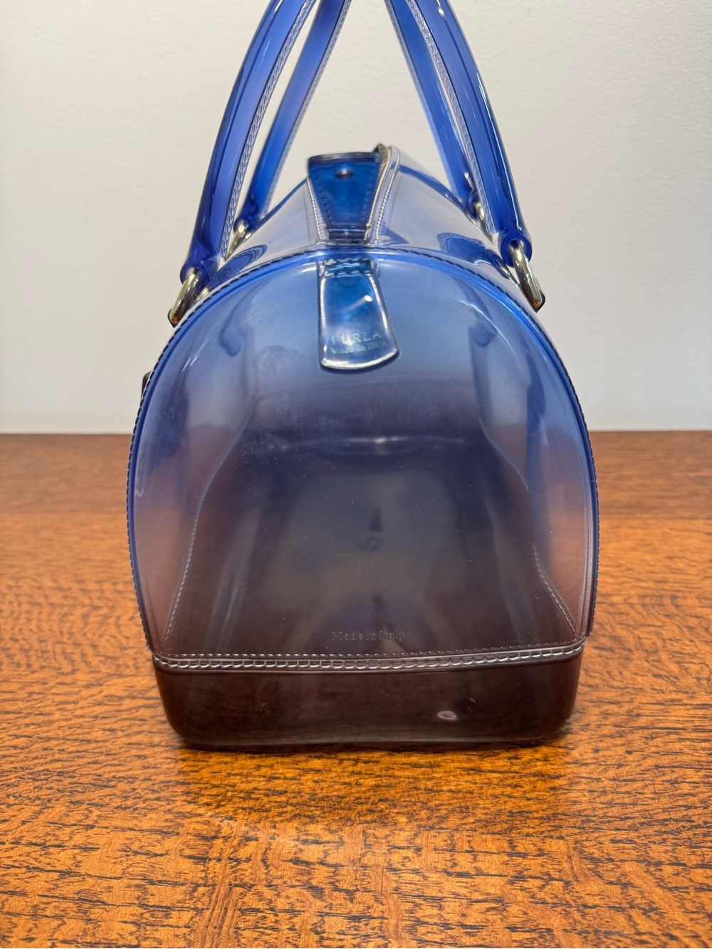 Furla Candy Bag Satchel Ombré Blue Translucent Jelly Boston Bag - Picture 3 of 14